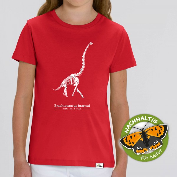 Kinder T-shirt Brachiosaurus Skelett rot