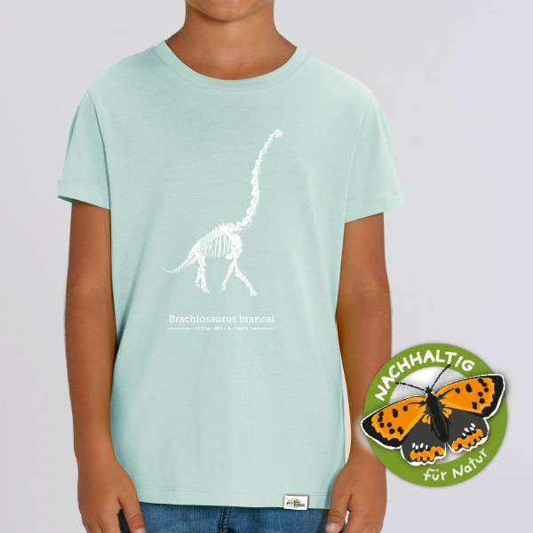 Kinder T-shirt Brachiosaurus Skelett Caribbean Blue Museum für Naturkunde